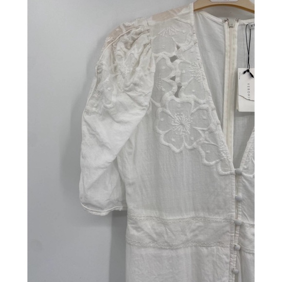 NWT Veronica Beard Hope Eyelet Puff Sleeve White Maxi Dress, Size 14 - Picture 7 of 10